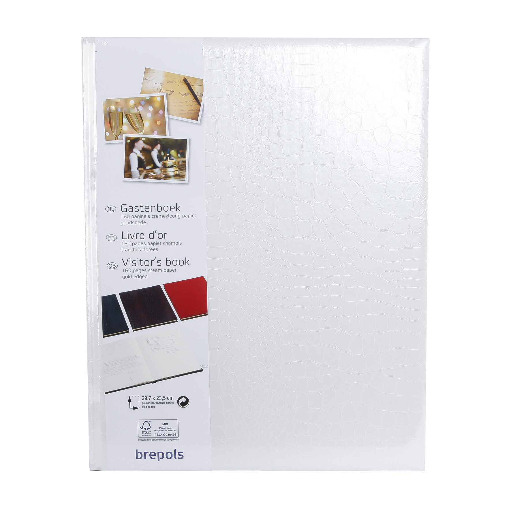 Gastenboek Wit kunstleer 23,5x29,7 cm