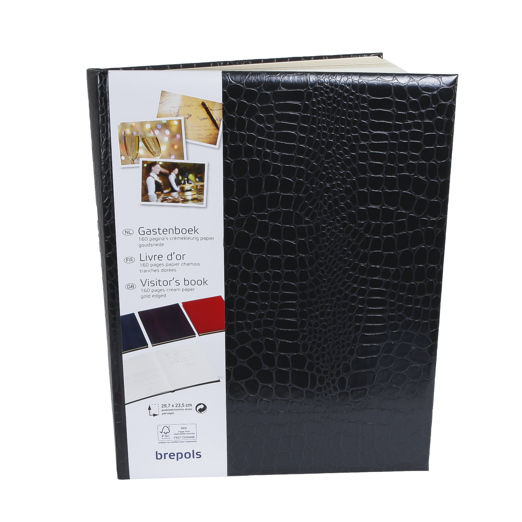 Gastenboek Zwart kunstleer 23,5x29,7 cm