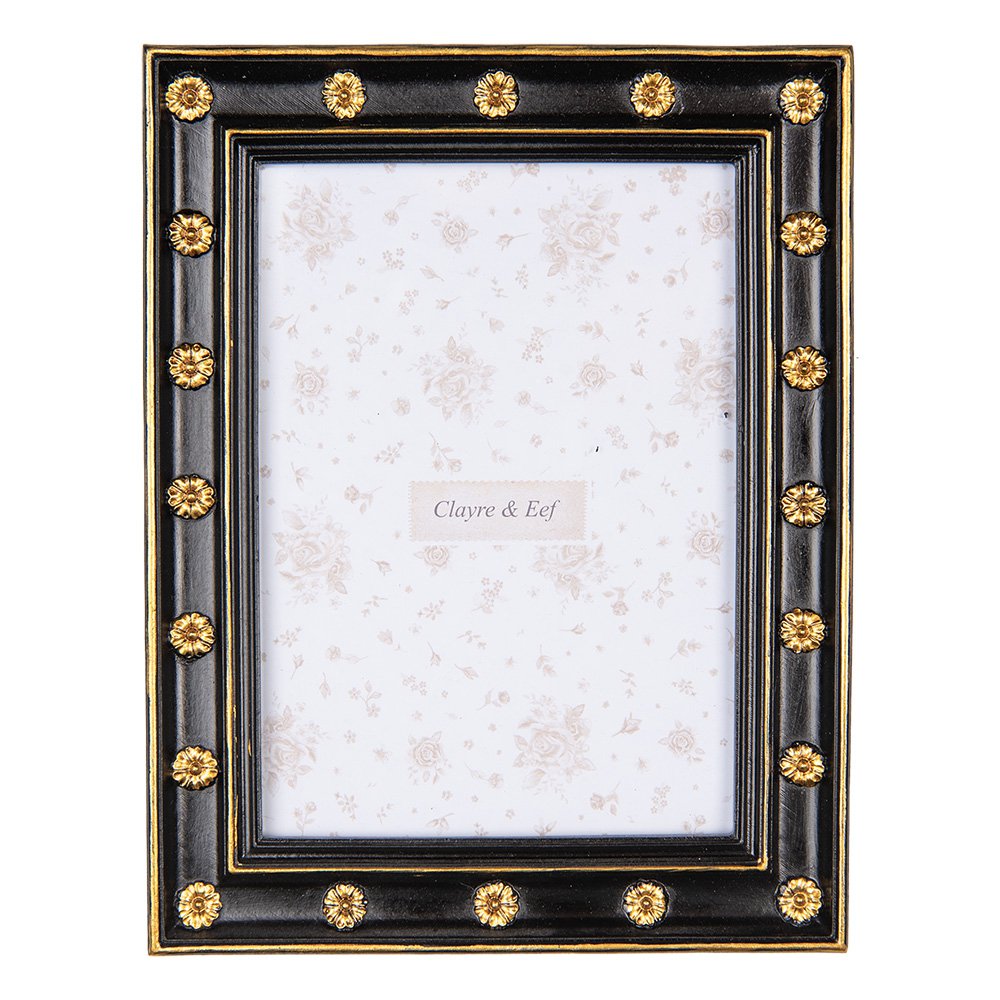 Fotolijst zwart goud flower kunststof